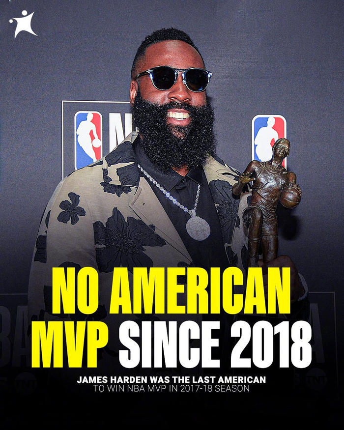 美国本土MVP时隔8年再无竞争者？国际球星垄断奖